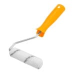 TOLSEN 4-Inch Paint Roller Frame with white roller cover featuring black diagonal stripes