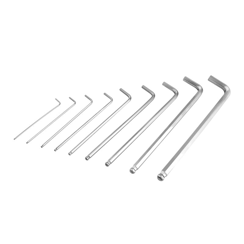 Tolsen 9pcs ball point extra-long arm hex key set displayed in descending size order