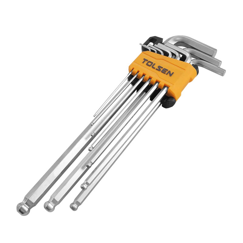 Tolsen 9pcs ball point extra-long arm hex key set folded
