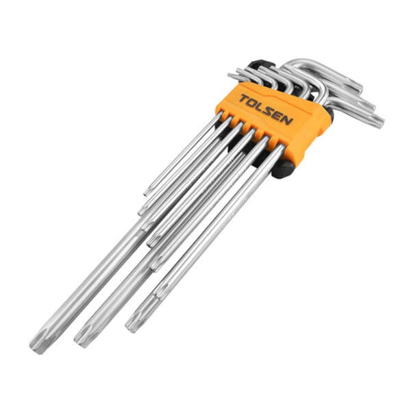 Tolsen 9pcs torx extra-long arm hex key set folded