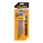 Tolsen 9pcs torx extra-long arm hex key set in retail packaging