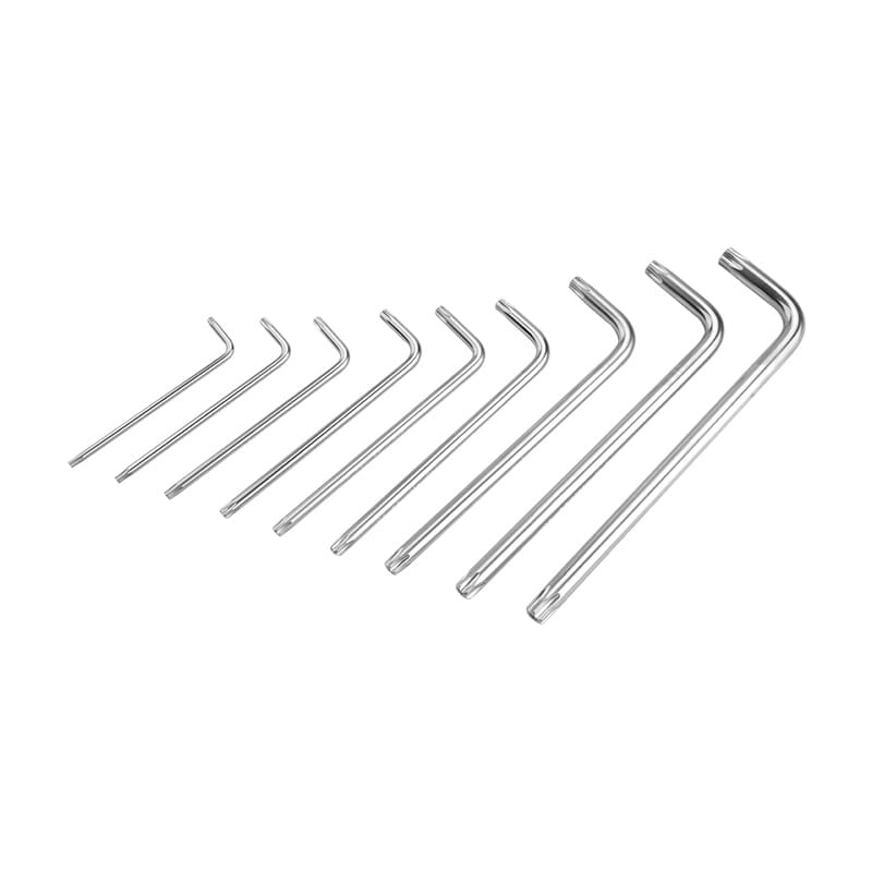 Tolsen 9pcs torx long arm hex key set displayed in descending size order