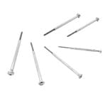 Scattered arrangement of Tolsen mini screwdrivers highlighting the rotating swivel caps and grip texture for watch and jewelry repair.