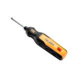 Close-up view of the Tolsen screwdriver handle featuring a non-slip textured grip, prominent branding, and a hanging hole.