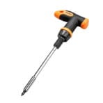 TOLSEN T-handle ratchet screwdriver fully assembled with an extension bar and a Phillips bit attached.