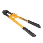 Angled profile view of the TOLSEN heavy-duty 14-inch bolt cutter, showcasing the robust jaw assembly and compound leverage design.