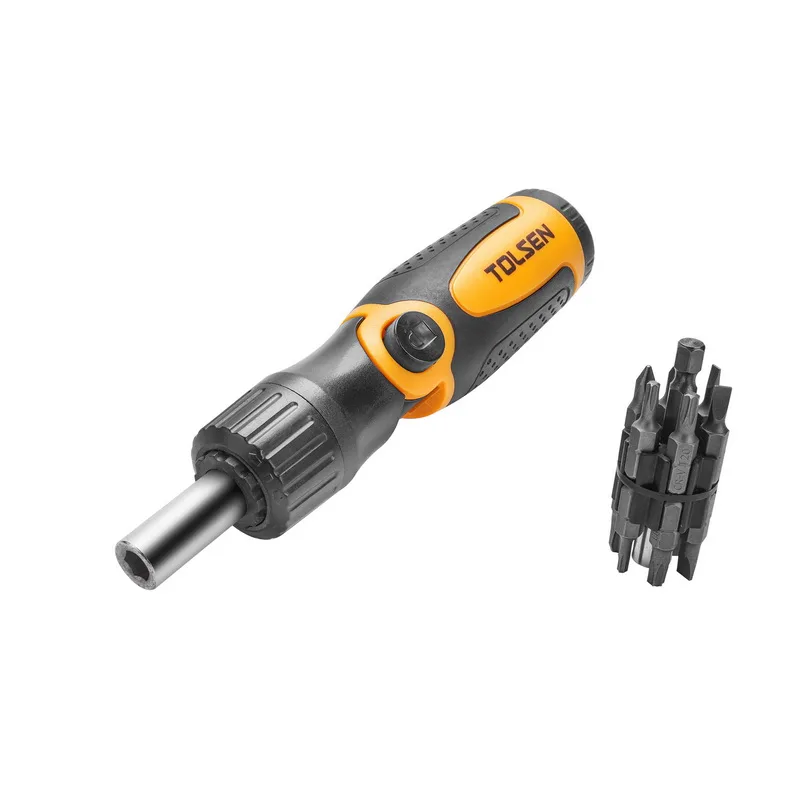 Tolsen 14 in 1 Ratchet Screwdriver set with magnetic bit holder and ergonomic handle