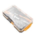 Tolsen 42pcs bits and sockets set packaged in a durable transparent plastic storage case