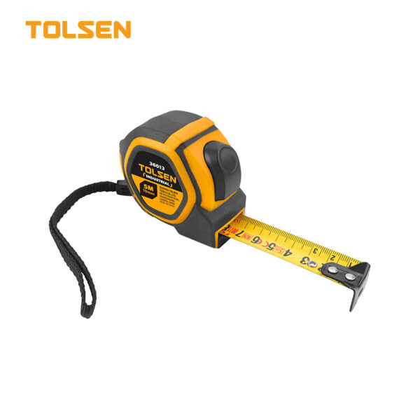 Tolsen 36013 5m 19mm 16ft industrial steel measuring tape with rubber jacket and wrist strap