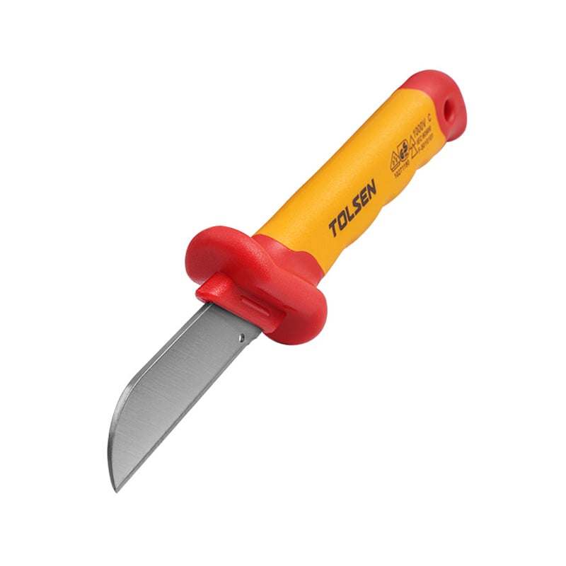 Close-up of insulated stripping knife blade from Tolsen 15Pcs Insulated Hand Tools Set