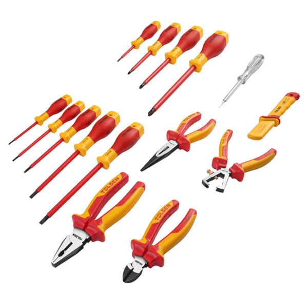 Tolsen 15Pcs Insulated Hand Tools Set including screwdrivers and pliers