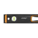 Detail view of the vertical measuring vial and "Accurate and Fast" branding on the TOLSEN spirit level.