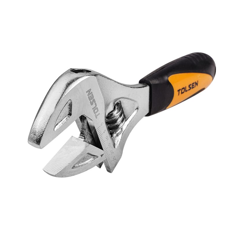 Tolsen 6.5 inch stubby adjustable wrench with chrome finish and ergonomic handle