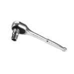 Close-up of TOLSEN 1/2″ drive ratchet handle head with a chrome socket attached for high-torque applications.