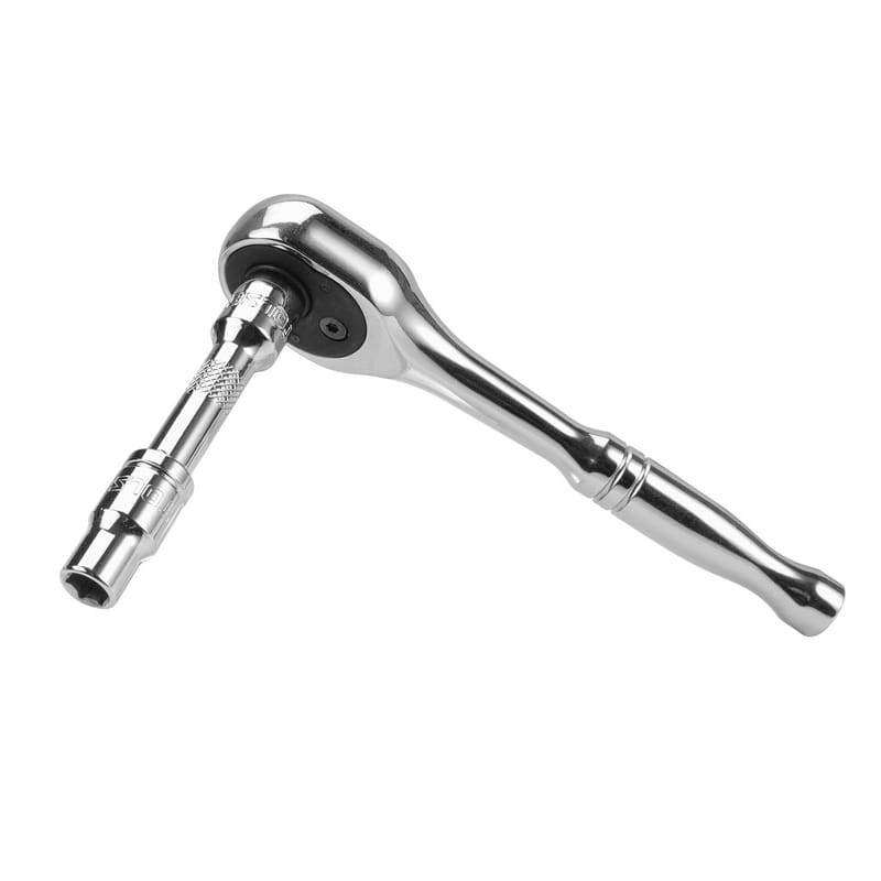 TOLSEN 1/4″ Ratchet Handle assembled with extension bar and socket for deep reach applications.
