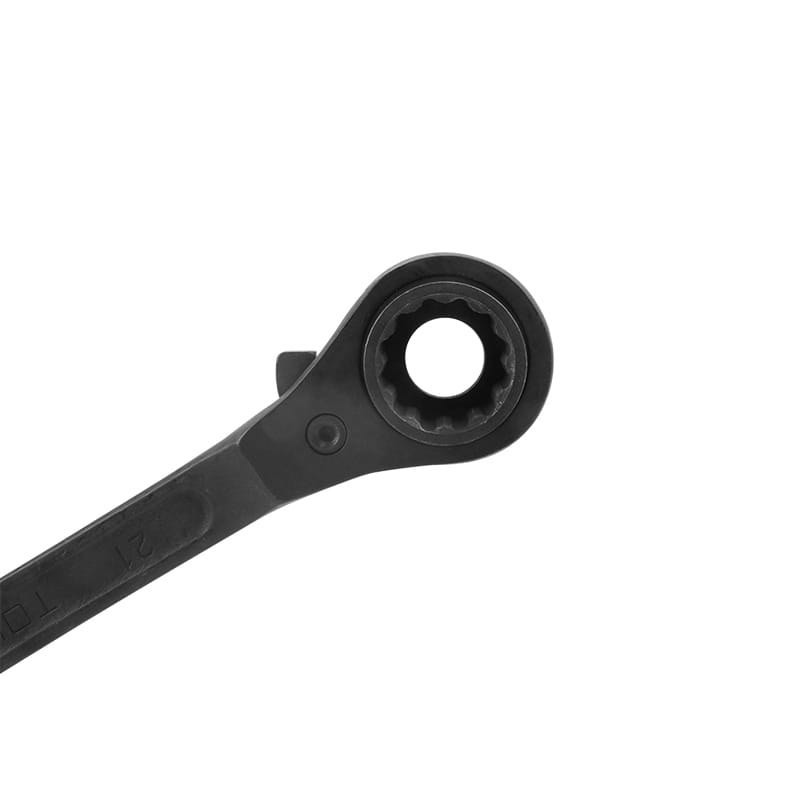 Close-up of the ratcheting head of a Tolsen scaffold wrench