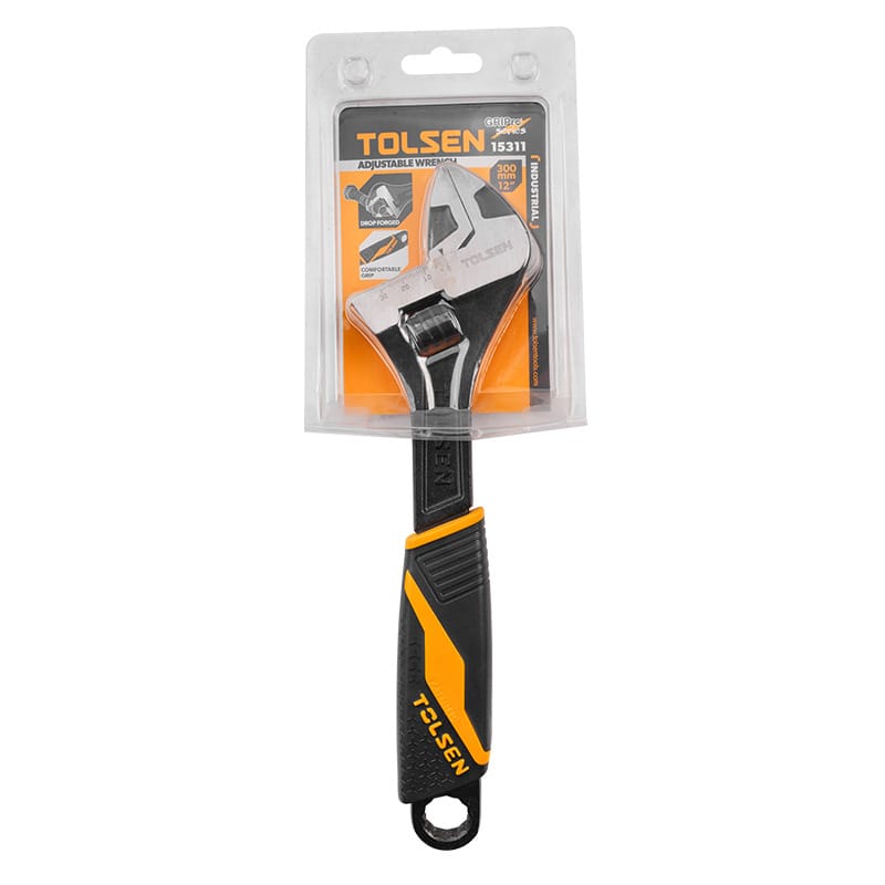 Tolsen 12 inch adjustable wrench in retail packaging