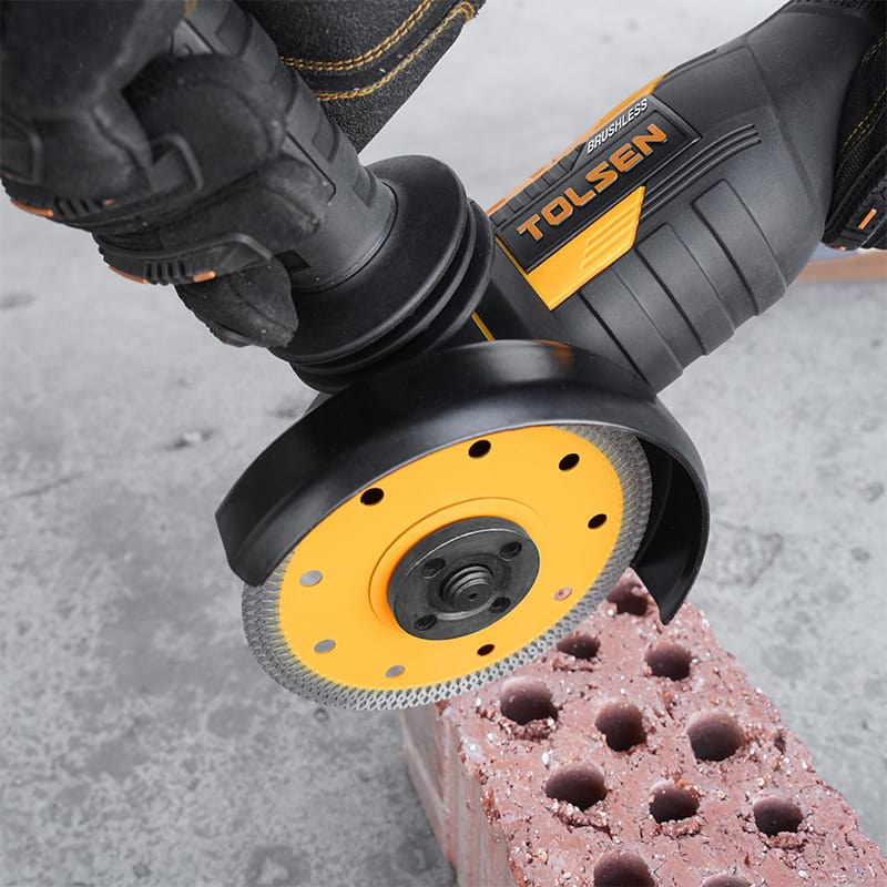 Tolsen Ultrathin Diamond Disc cutting brick with angle grinder