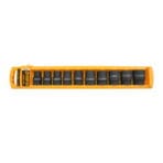 Tolsen 10-piece 1/2" drive impact socket set organized in a yellow portable storage rack
