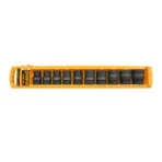 Tolsen 10-piece 1/2" drive impact socket set organized in a yellow portable storage rack