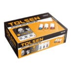 Retail packaging box of Tolsen 15510 3pcs 1/2" Drive Impact Socket Set, featuring 17mm, 19mm, and 21mm sizes for wheel maintenance.