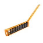 Open view of the storage rail holder containing the full set of Tolsen Cr-Mo deep impact sockets.