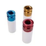 Rear view of Tolsen impact sockets showing the standard 1/2 inch square drive interface and color-coded size identification.