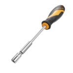 Tolsen screwdriver handle with a chrome vanadium socket attached to the magnetic tip, ready for use as a nut driver.