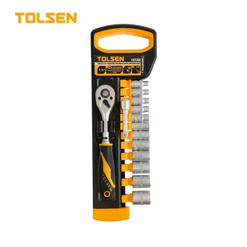 14PCS 1/4" RATCHET HANDLE WITH SOCKET SET