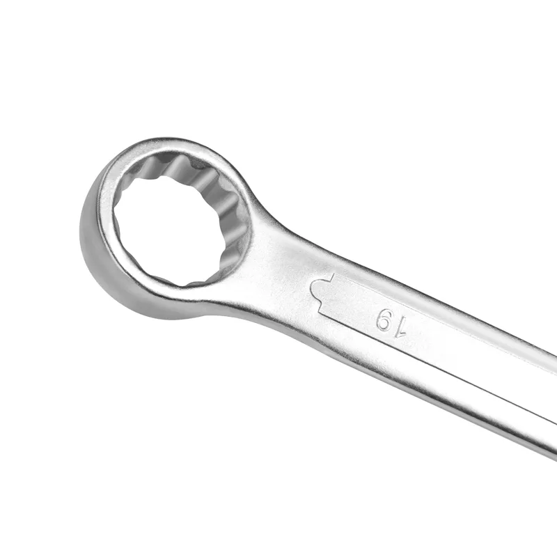 Close-up detail of the 12-point ring end on a TOLSEN 19mm metric combination wrench