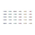 Side view close-up of TOLSEN 1/4 inch hex shank screwdriver bits featuring color-coded rings for easy size and type identification.