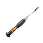Fully assembled Tolsen precision screwdriver with extension shaft and bit inserted ready for use.