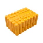 Closed yellow Tolsen rubberized storage block designed to securely hold the 33-piece screwdriver bit set.
