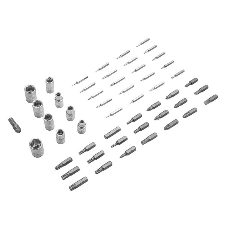 Complete assortment of Tolsen Chrome Vanadium (Cr-V) screwdriver bits, adapters, and metric sockets