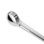 Close-up detail of the 12-point ring end on a TOLSEN chrome vanadium combination spanner