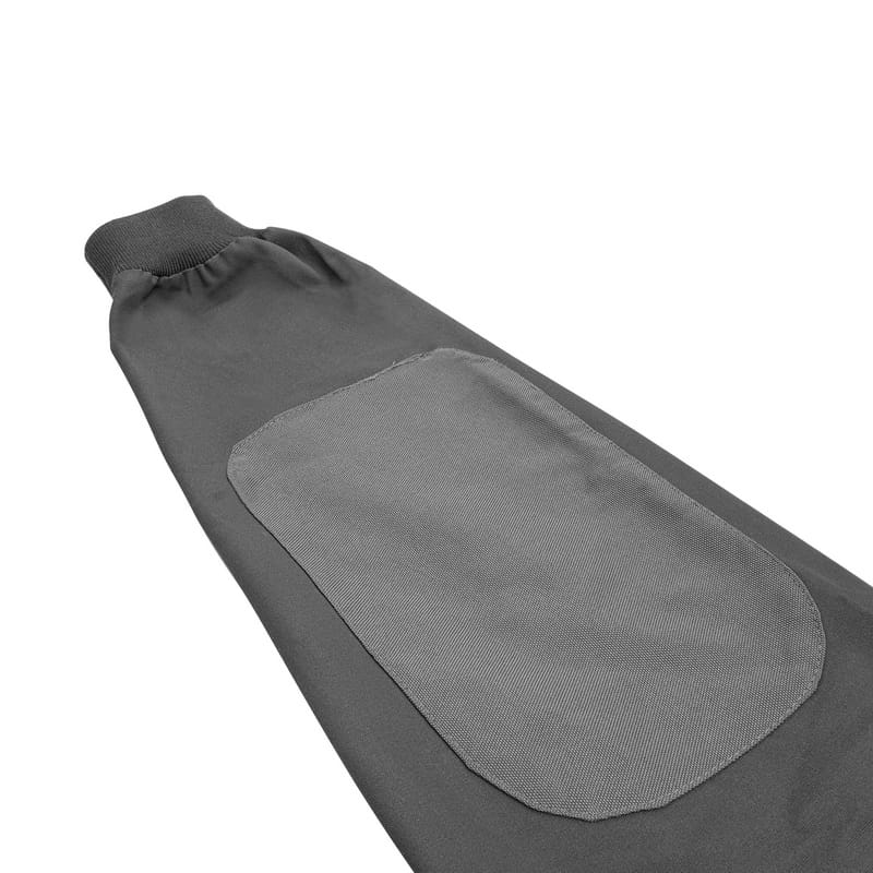 Close-up of Tolsen working jacket sleeve featuring a reinforced grey elbow patch and elastic cuff.