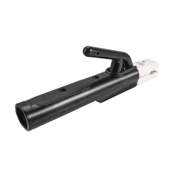 Full view of the Tolsen 800A heavy-duty welding electrode holder with a fully insulated black handle for professional stick welding.
