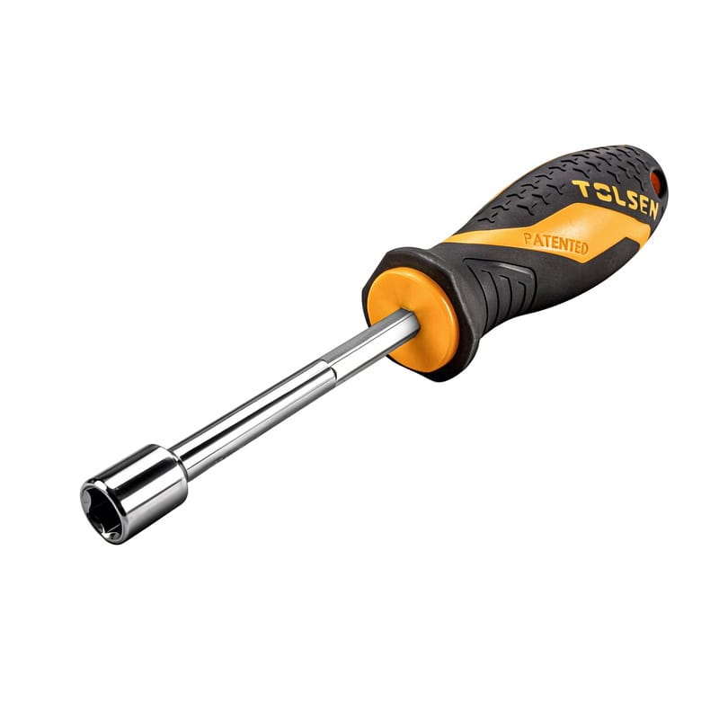 Close-up view of the hex socket head on a Tolsen SAE nut driver