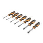 Collection of 7 Tolsen SAE nut screwdrivers with ergonomic grips laid out in size order