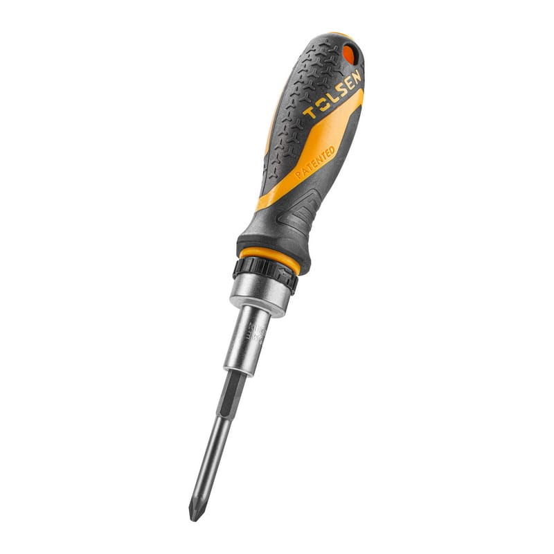 Tolsen GRIPro ergonomic ratchet handle fitted with a screwdriver bit