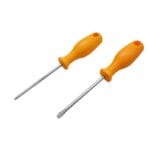 Set of two Tolsen screwdrivers including one Phillips head and one slotted flathead with orange comfort grips.