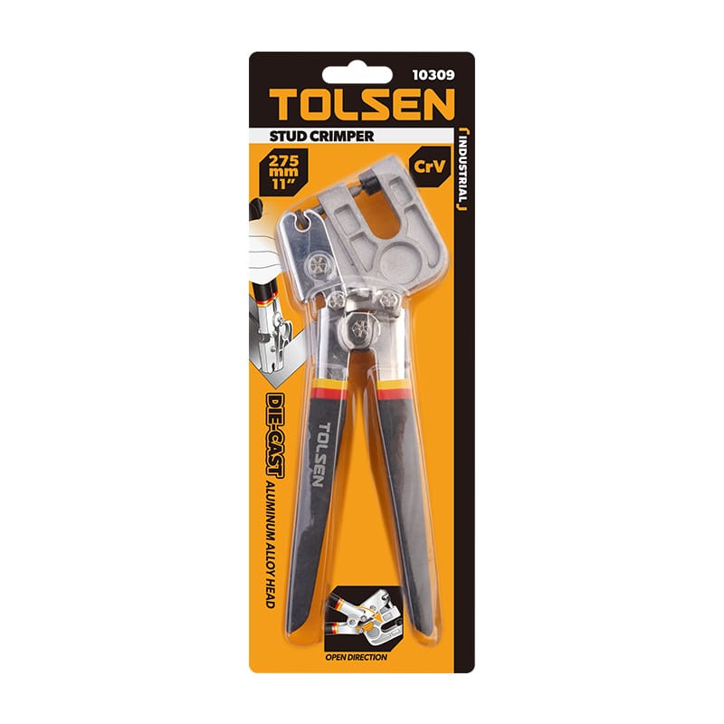 Tolsen 11-inch Stud Crimper in blister pack packaging