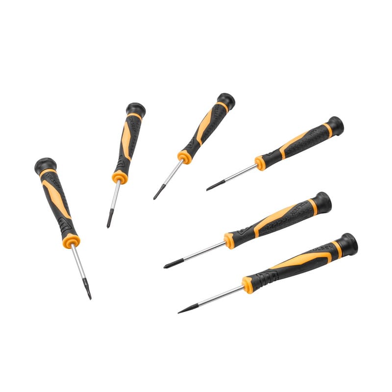 Assortment of Tolsen mini screwdrivers (Phillips PH000-PH0 and Slotted 1.5-2.5mm) with hardened black tips.