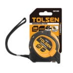 Tolsen 3 meter Industrial measuring tape displayed on its original retail blister card, showing product features.
