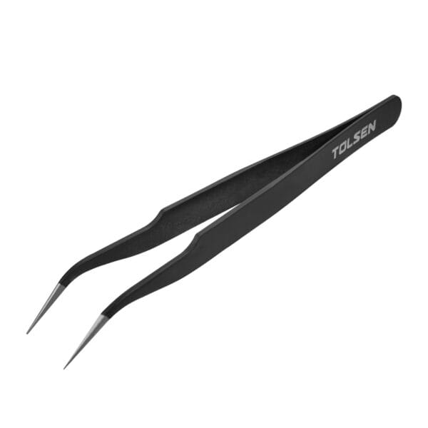 The curved head tweezers from the Tolsen 3Pcs Tweezers Set