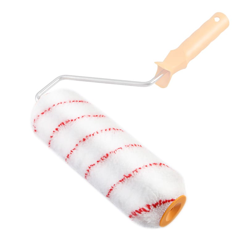 Tolsen 250mm high-pile polyamide roller cover assembled on a paint roller frame, ready for heavy-duty use.