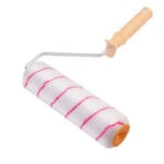 Tolsen 10-inch polyester paint roller cover fitted onto a metal frame with an ergonomic plastic handle.