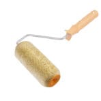 Tolsen 7-inch yellow acrylic roller cover mounted on a paint roller frame, ready for application.