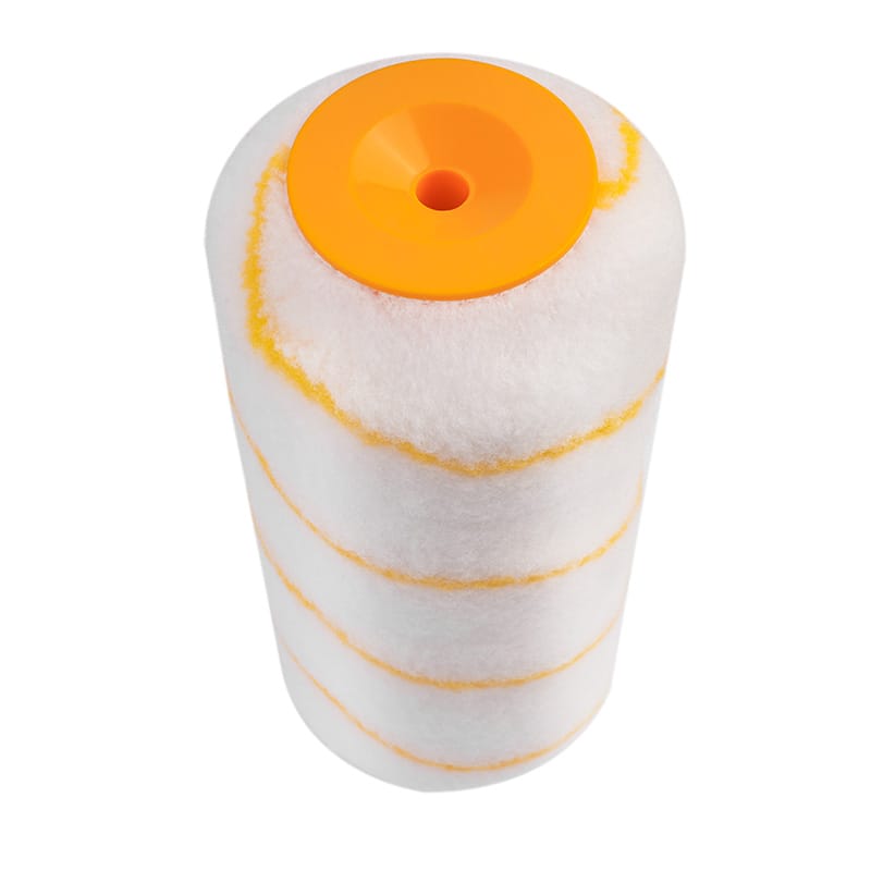 Close-up end view of Tolsen polyester roller showing high-pile texture and orange plastic core.