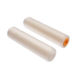 Pair of Tolsen 4-inch wool paint roller refills with orange cores showing smooth fabric texture.